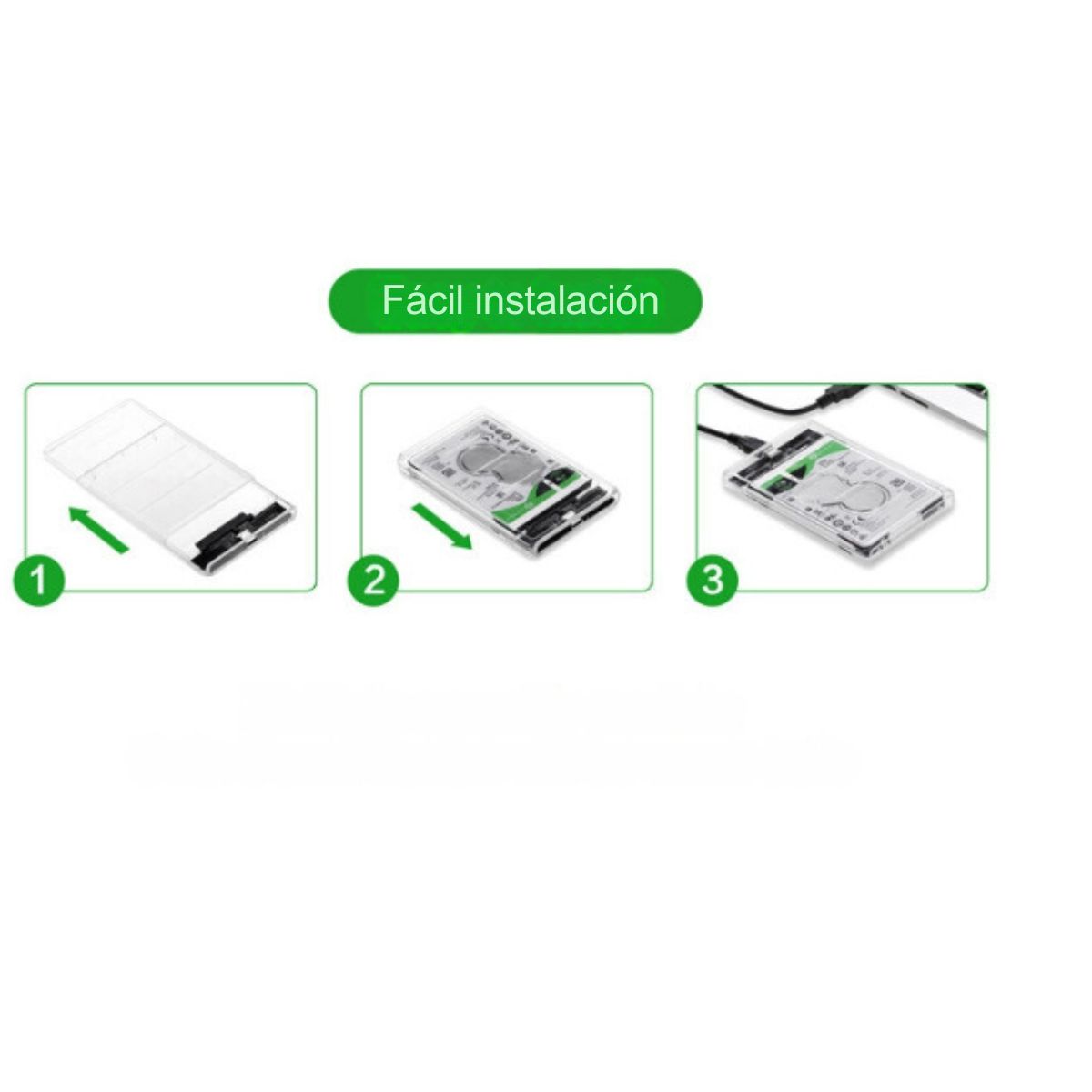 Carcasa + cable para Disco Duro 2.5" SATA a USB-C 3.1, Compatible HDD/SSD, Alta Velocidad - Imagen 3