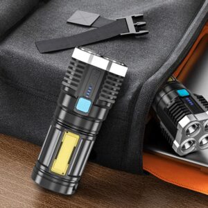 Linterna LED Portátil de alta potencia, recargable con 4 modos de iluminación