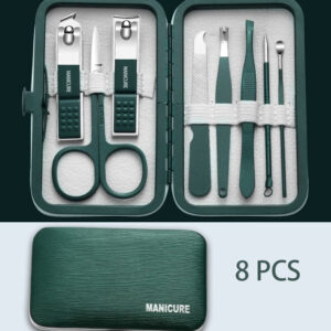 Set 8 en 1 de manicure y pedicure acero inoxidable con bolsa plegable