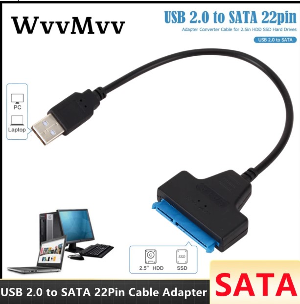 Cable adaptador USB 2,0 a SATA, Conexión HDD SSD para unidades disco duro de 2,5 pulgadas - Imagen 2