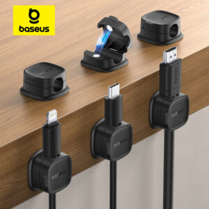 3x1: Soporte Magnético Baseus para Cables – Clip Ajustable para Organización Fácil en Escritorios